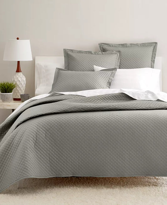Charter Club Quilted Cotton 3-Pc Coverlet Set Full/Queen Diamond Pattern MSRP $250