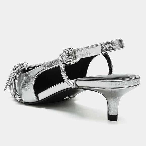 INC Womens Capeka Slingback Pumps Silver Triple Strap MSRP $99
