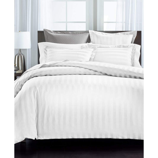 Charter Club Damask 1.5 Stripe Cotton 550-Thread Count 3 Piece Full/Queen Duvet