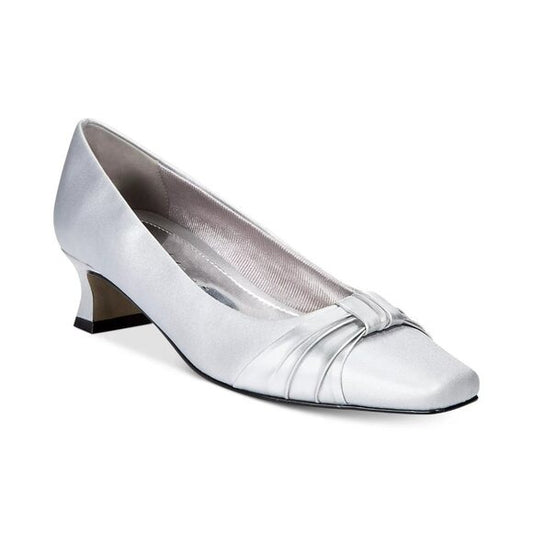 Easy Street Womens Waive Pumps Silver Bow Detail Square Toe 7 MSRP $55