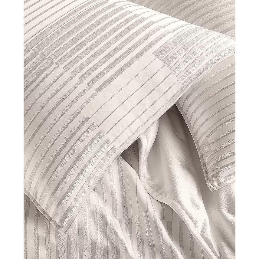 Hotel Collection Metallic Strie Comforter Set Queen Ivory MSRP $550