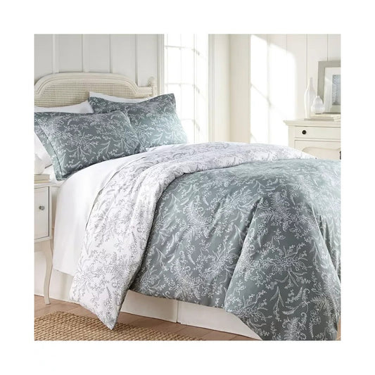Southshore Fine Linens Winter Brush Reversible Floral Duvet Cover Set – Full/Queen