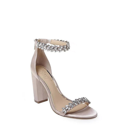 Jewel Badgley Mischka Mayra Block Heel  Chic Rhinestone Evening Sandal Sz 10