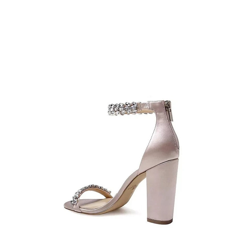 Jewel Badgley Mischka Mayra Block Heel  Chic Rhinestone Evening Sandal Sz 10