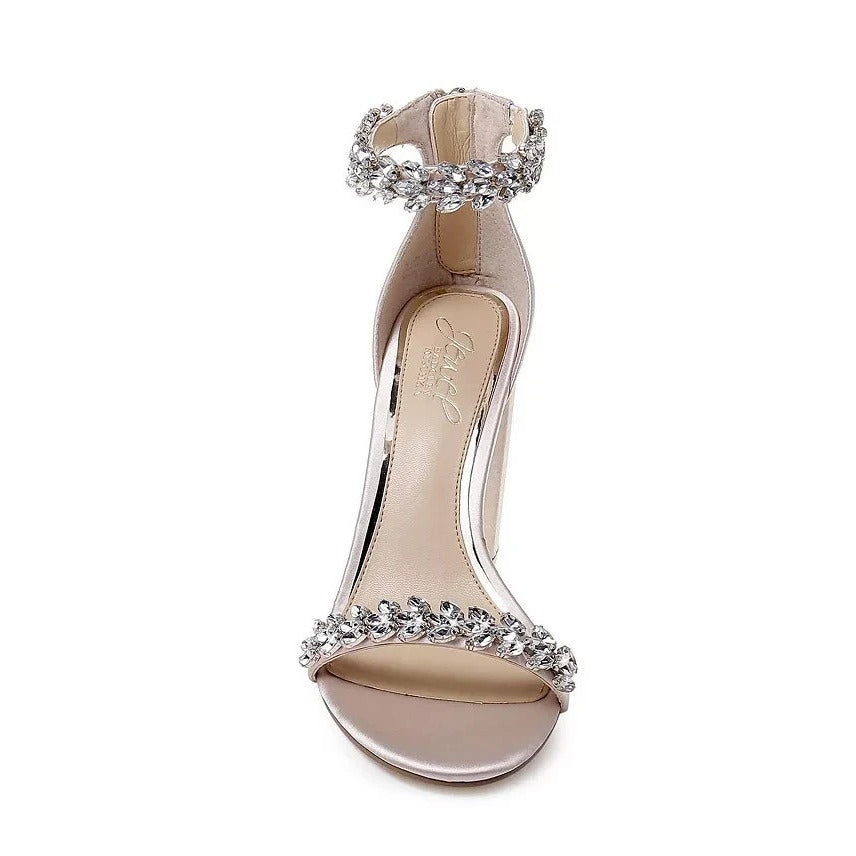 Jewel Badgley Mischka Mayra Block Heel  Chic Rhinestone Evening Sandal Sz 10