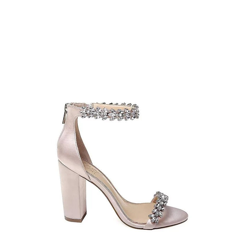 Jewel Badgley Mischka Mayra Block Heel  Chic Rhinestone Evening Sandal Sz 10