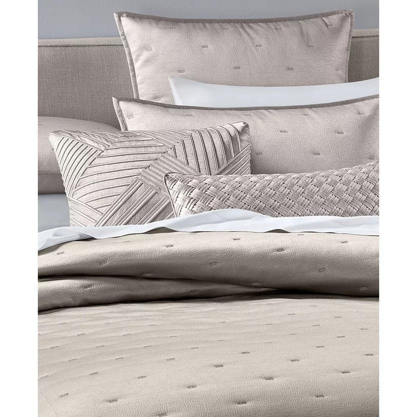 Hotel Collection Glint 3 piece Coverlet Set Blush Beige King $500 MSRP