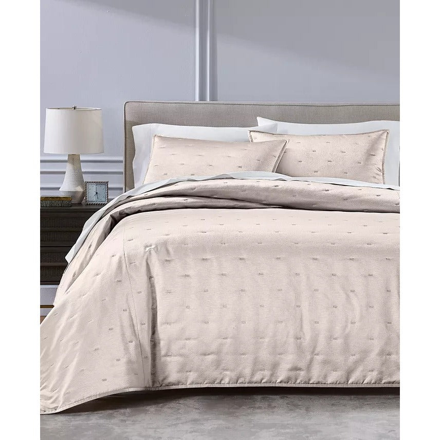 Hotel Collection Glint 3 piece Coverlet Set Blush Beige King $500 MSRP