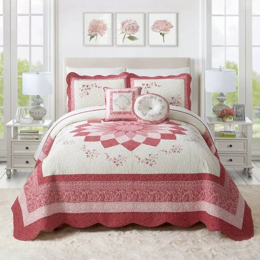Modern Heirloom Charlotte Bedspread King Red Floral MSRP $260