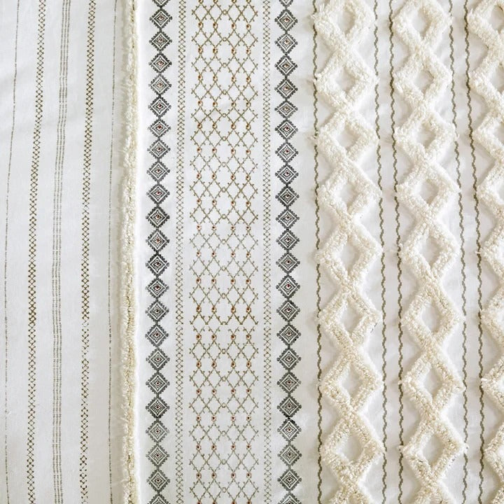Imani Cotton Printed Duvet Cover Set with Chenille