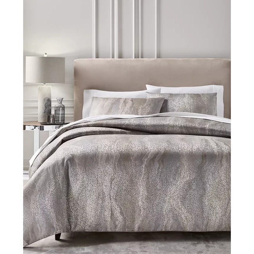 Hotel Collection Terra 3 Pc Duvet Set queen Gray Taupe MSRP $475