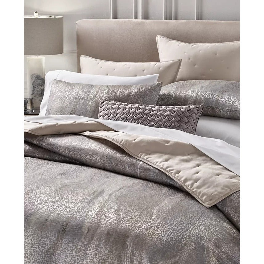 Hotel Collection Terra 3 Pc Duvet Set queen Gray Taupe MSRP $475