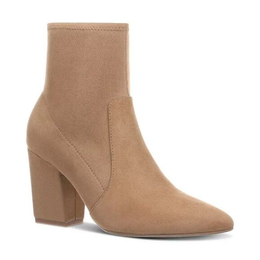 Lydiaa Pointed Toe Block Heel Booties Camel On 34th Color Camel Zip Up $98