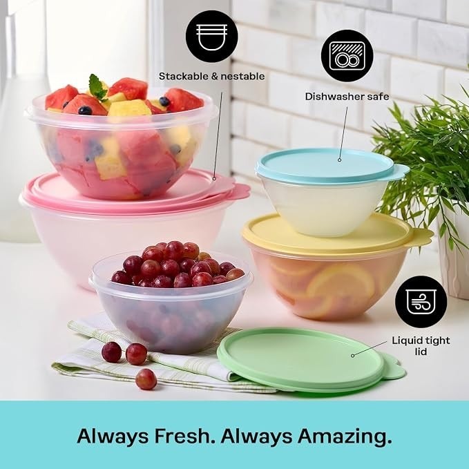 Tupperware Wonderlier 10-Piece Vintage Pastel Set (5 Bowls + 5 Lids)