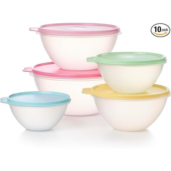 Tupperware Wonderlier 10-Piece Vintage Pastel Set (5 Bowls + 5 Lids)