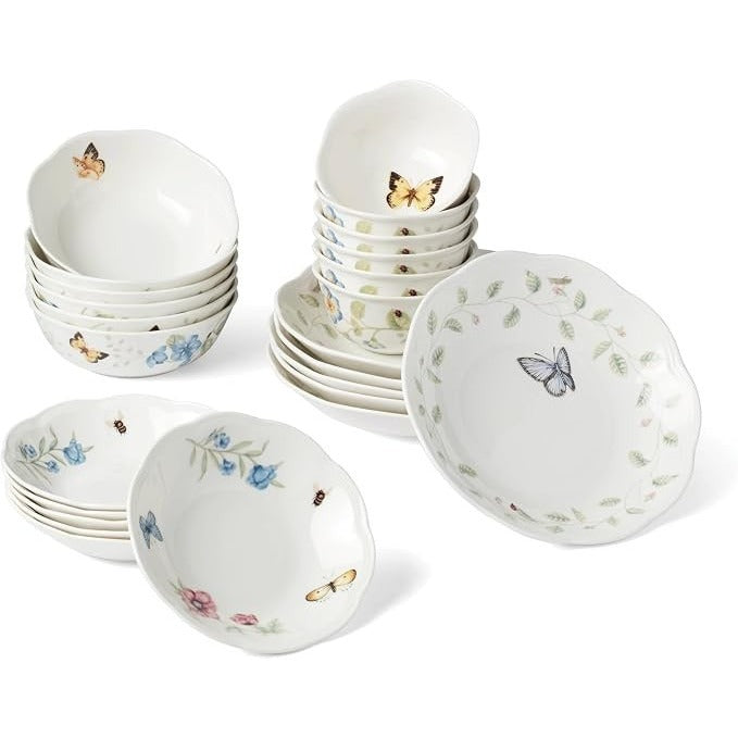 Lenox Butterfly Meadow Porcelain 24-Piece Variety Bowl Set for 6