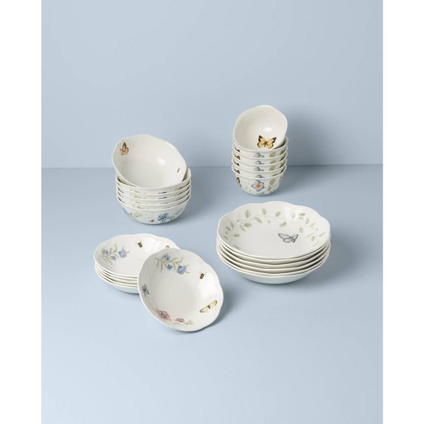 Lenox Butterfly Meadow Porcelain 24-Piece Variety Bowl Set for 6