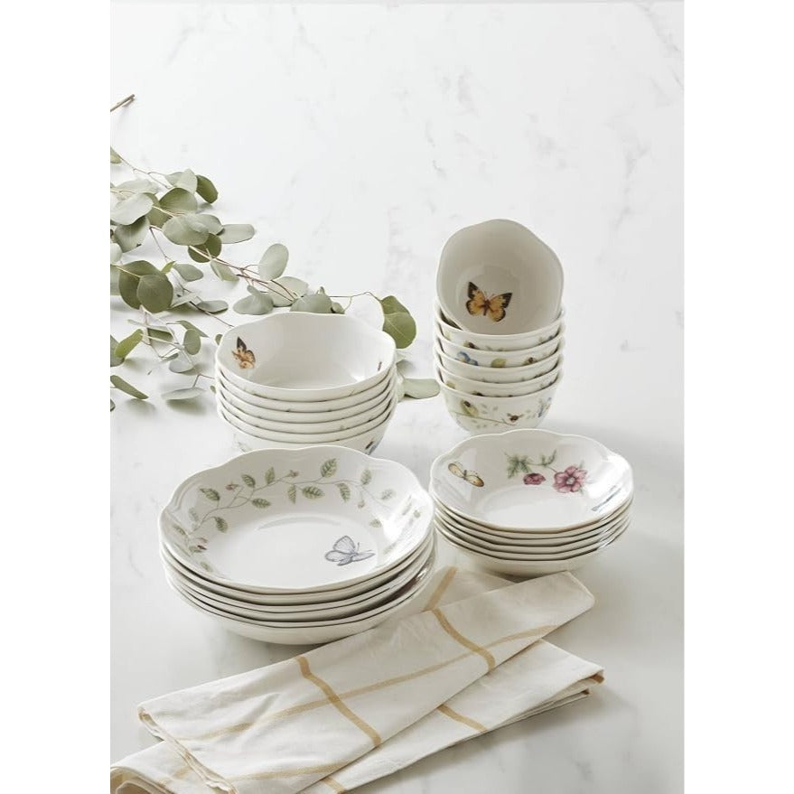 Lenox Butterfly Meadow Porcelain 24-Piece Variety Bowl Set for 6