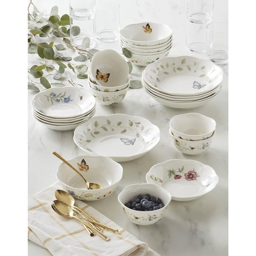 Lenox Butterfly Meadow Porcelain 24-Piece Variety Bowl Set for 6