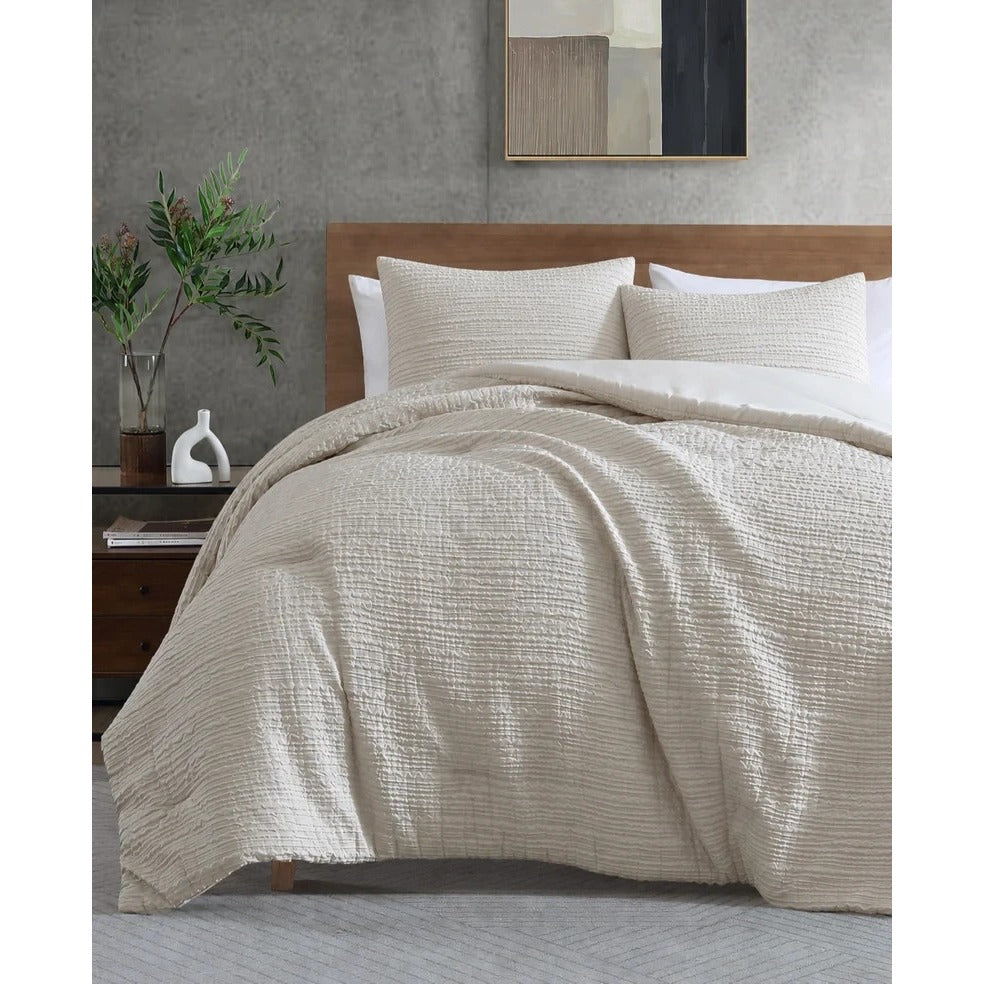 Serenity Wavy Lines Beige Comforter Set $167 Twin