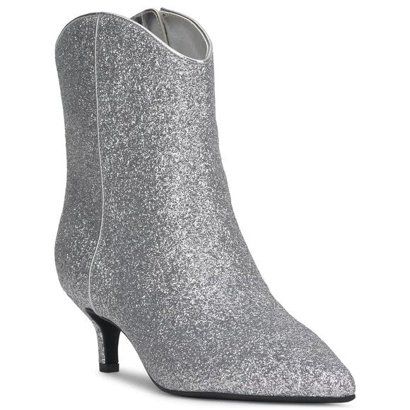 On 34th Aatira Tulip Booties Silver Glitter Ankle Boots SILVER MSRP $99