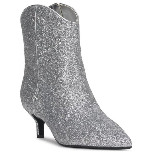 On 34th Aatira Tulip Booties Silver Glitter Ankle Boots SILVER MSRP $99