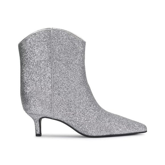 On 34th Aatira Tulip Booties Silver Glitter Ankle Boots SILVER MSRP $99