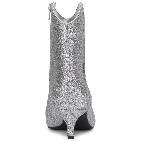 On 34th Aatira Tulip Booties Silver Glitter Ankle Boots SILVER MSRP $99