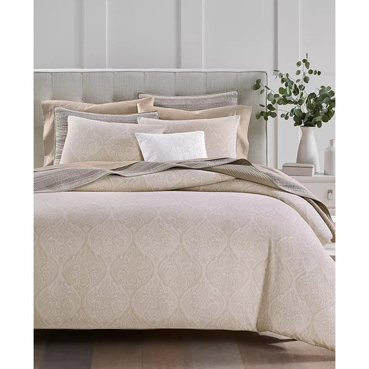 Charter Club Ogee Floral Beige 3 Pc. King Comforter Set