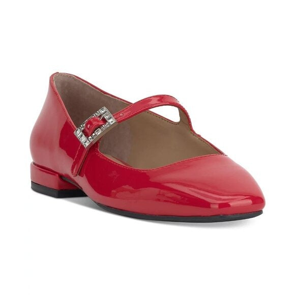 On 34th Womens Saadet Rhinestone Buckle Mary Jane Flats Red  MSRP $79
