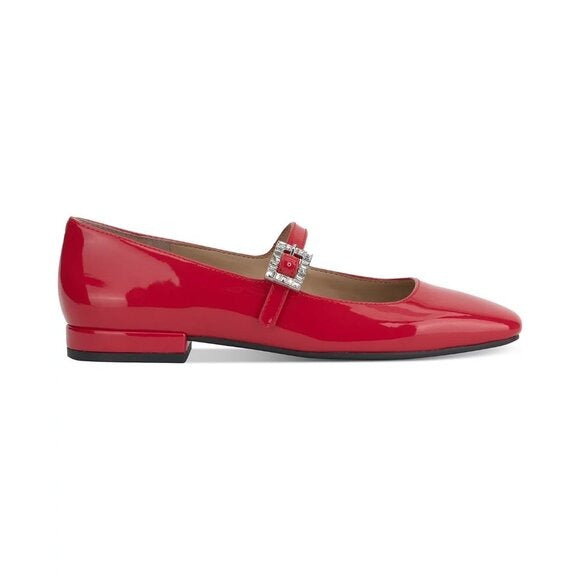 On 34th Womens Saadet Rhinestone Buckle Mary Jane Flats Red  MSRP $79