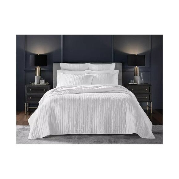 Hotel Collection Chain Links Coverlet Set Full Queen White MSRP $475