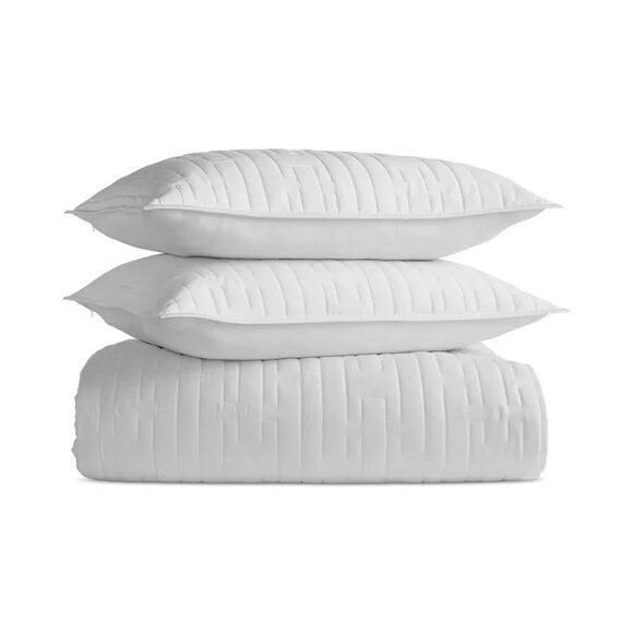 Hotel Collection Chain Links Coverlet Set Full Queen White MSRP $475