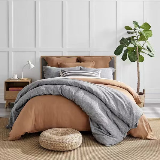 LEVTEX HOME Washed Linen Duvet Cover – Sandstone – King/Cal King