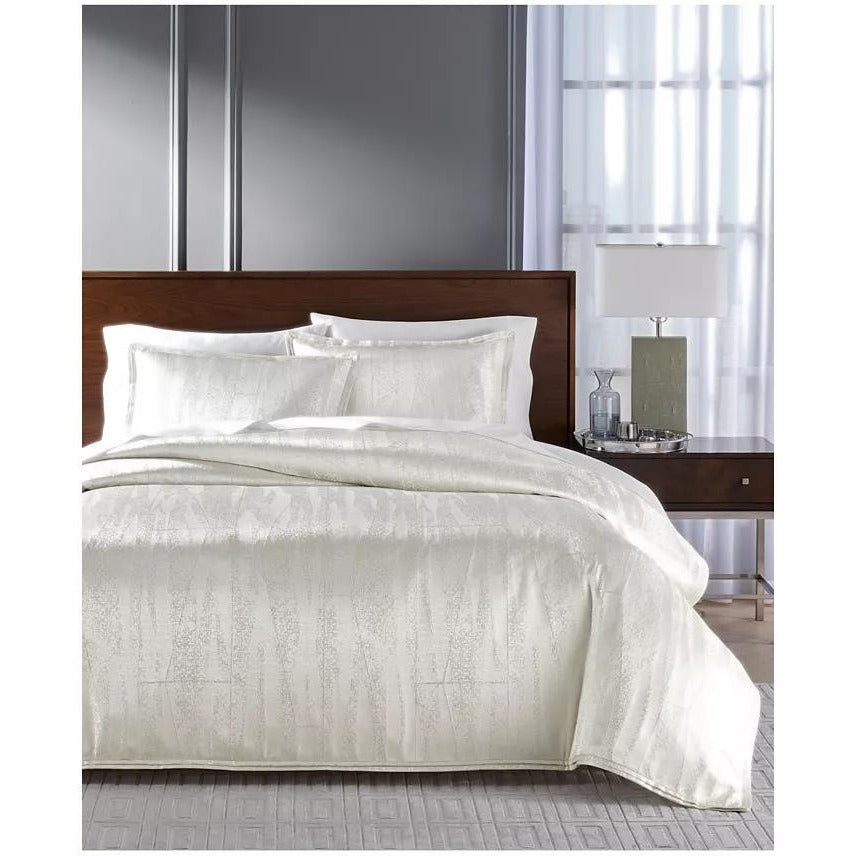 Hotel Collection Fractured Geo Duvet Cover Set Full / Queen White MSRP $445