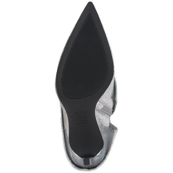 INC Womens Sabeel Cuff Stiletto Booties Silver Crinkle 8.5 MSRP $99