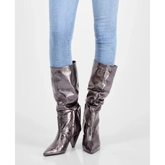 INC International Concepts Womens Diiannaa Slouch Boots Pewter MSRP $129