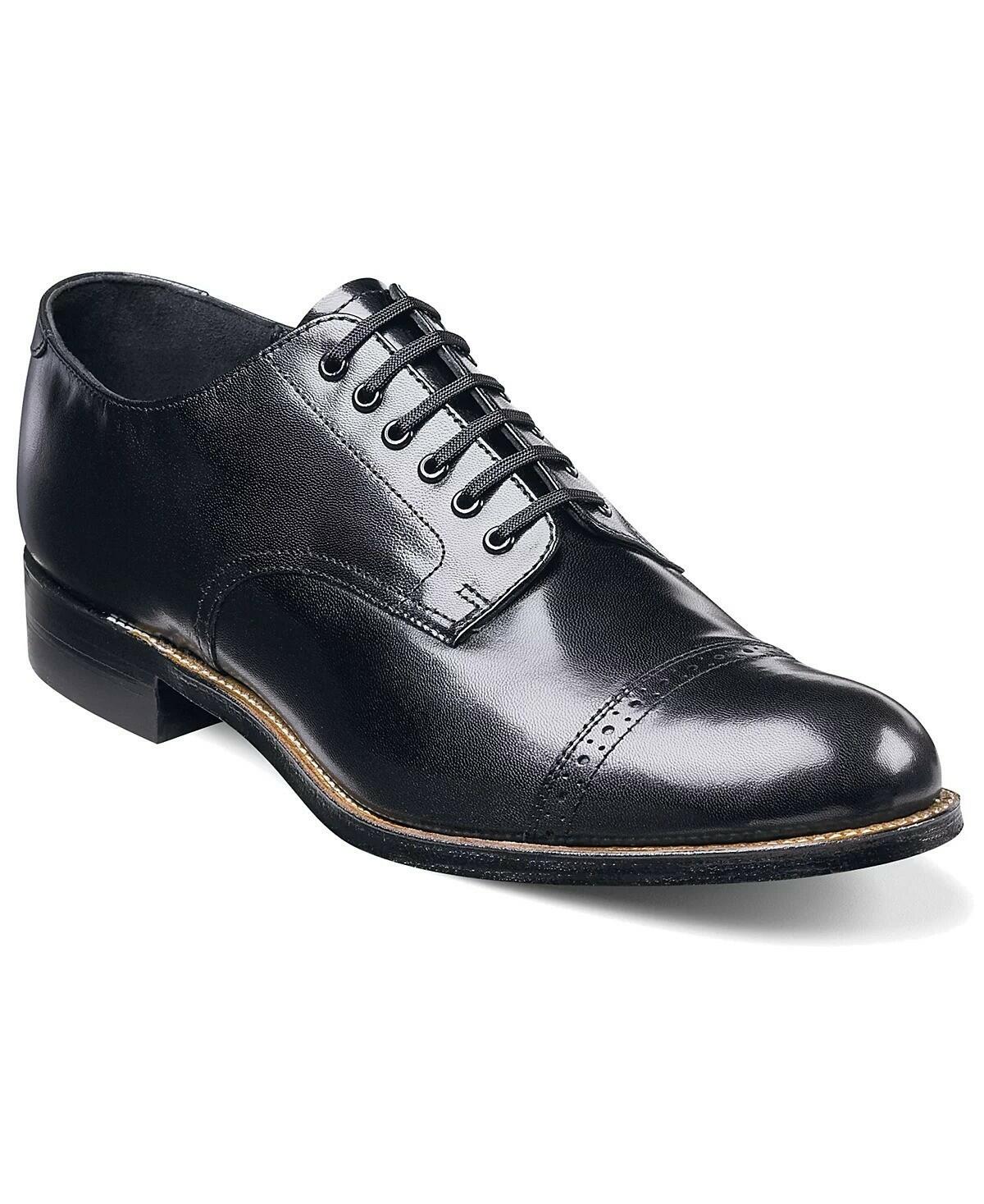 Stacy Adams Madison Cap Toe Oxford Mens Dress Shoes Black Leather Size 9.5 MSRP