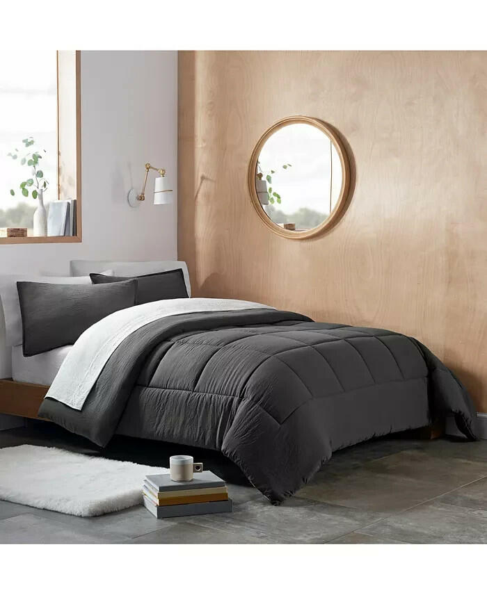 UGG Devon Reversible 3 Pc King Comforter Set Charcoal Gray New $130