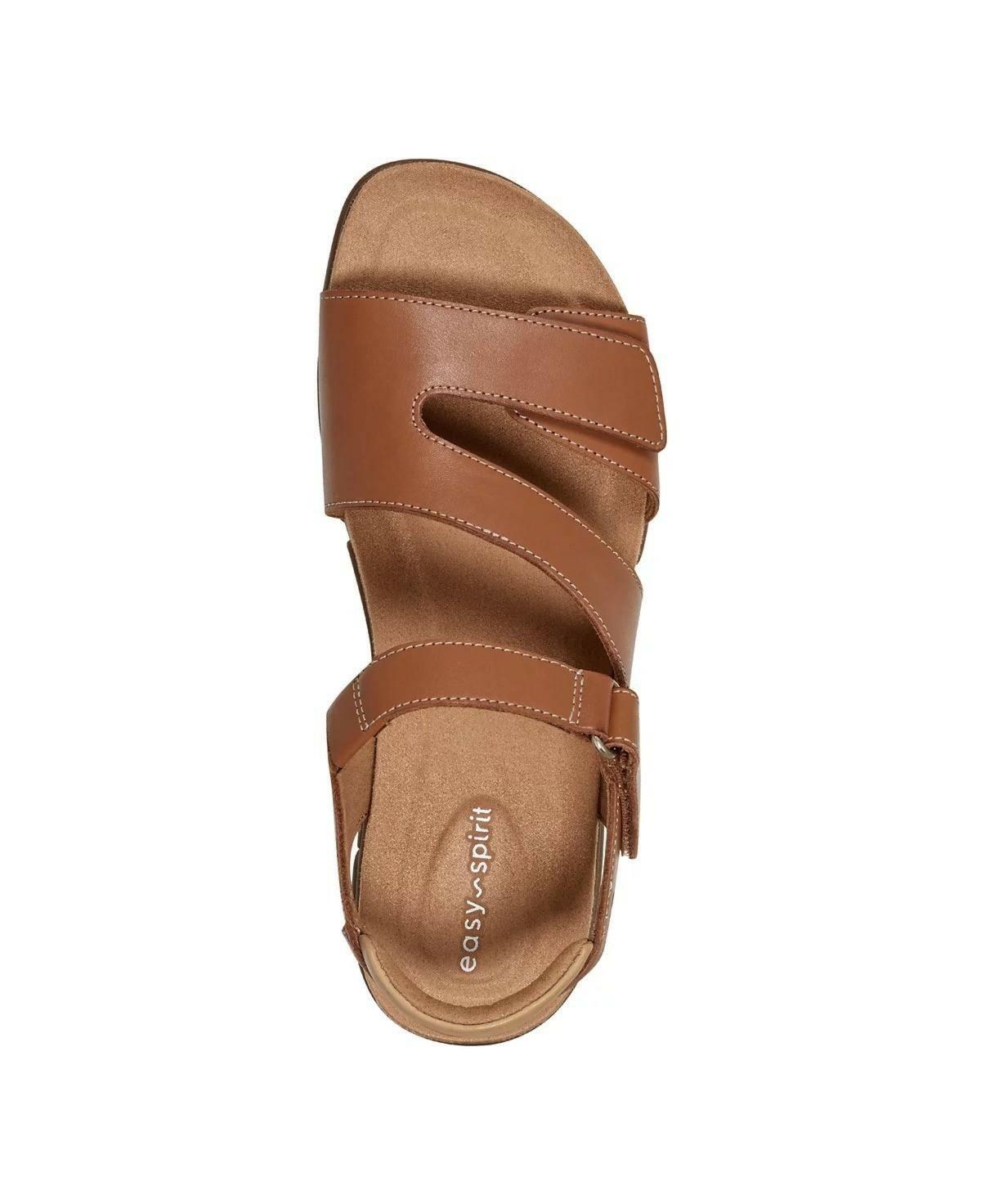 Easy Spirit Mavey Strappy Leather Sandals MSRP $69 Comfort Shoes Brown Size 11M