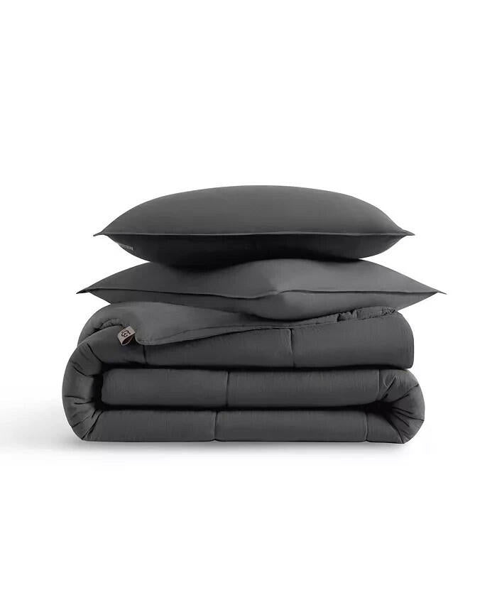 UGG Devon Reversible 3 Pc King Comforter Set Charcoal Gray New $130
