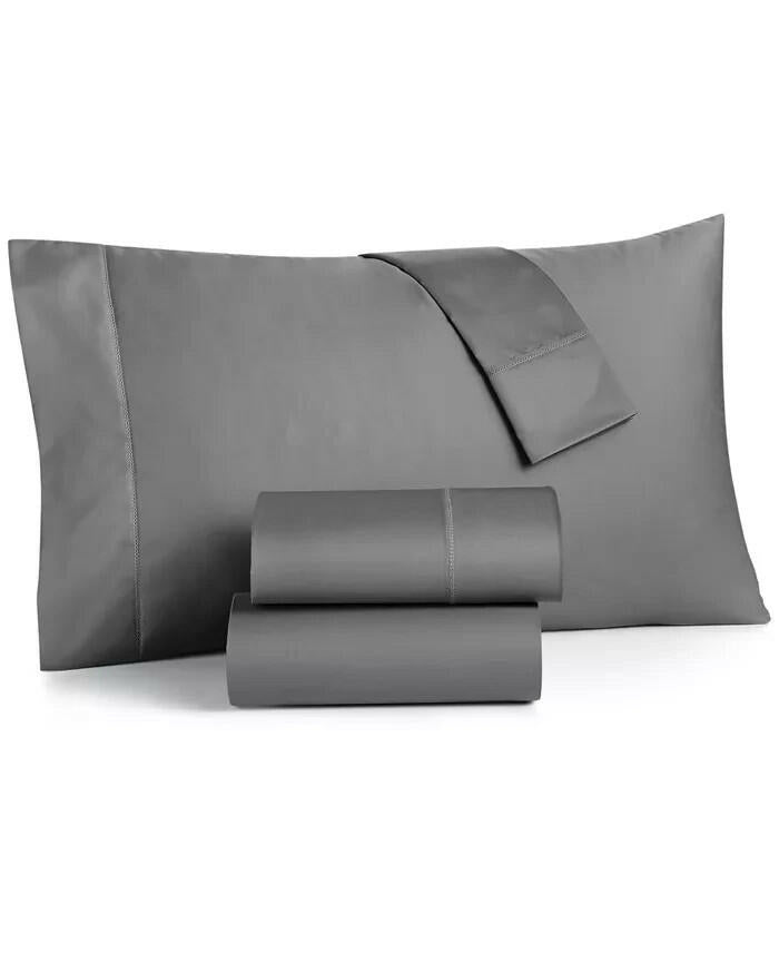Charter Club 550 Thread Count Cotton Sheet Set Full Stone Gray MSRP $120