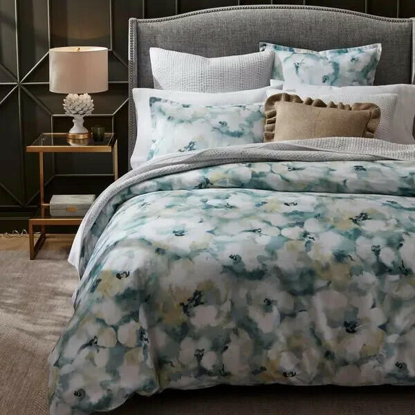 Sky Freya Inky Floral Duvet Cover Set Queen Blue Green Floral MSRP $349