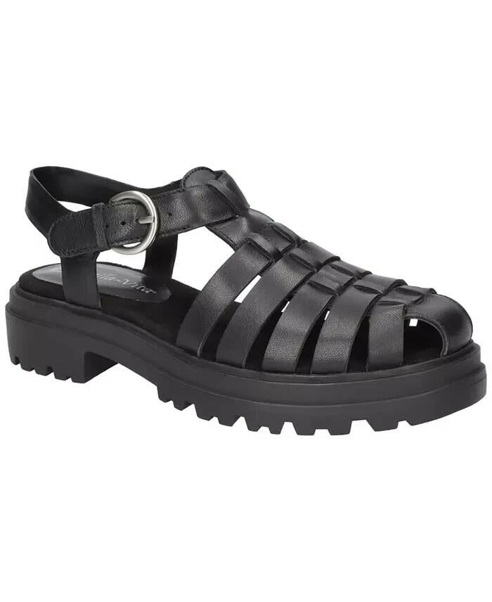 Bella Vita Womens Sinclaire Fisherman Sandals Black 11W New $100