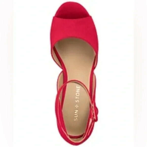 Sun Stone Reemaa Block-Heel Platform Cherry Red 10 MSRP $98