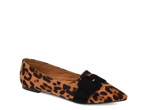 Journee Collection Audrey Flats – Women’s Leopard Faux Suede, Size 7