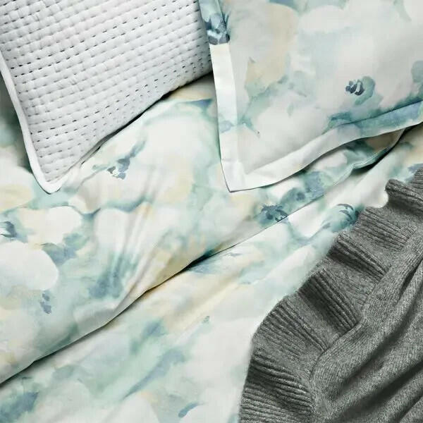 Sky Freya Inky Floral Duvet Cover Set Queen Blue Green Floral MSRP $349