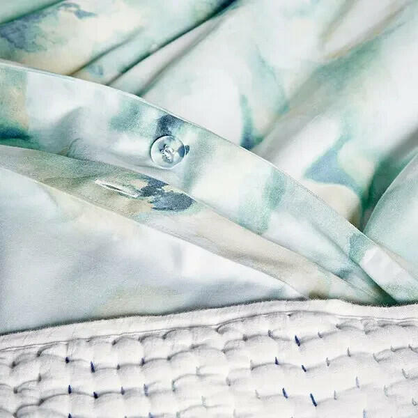Sky Freya Inky Floral Duvet Cover Set Queen Blue Green Floral MSRP $349