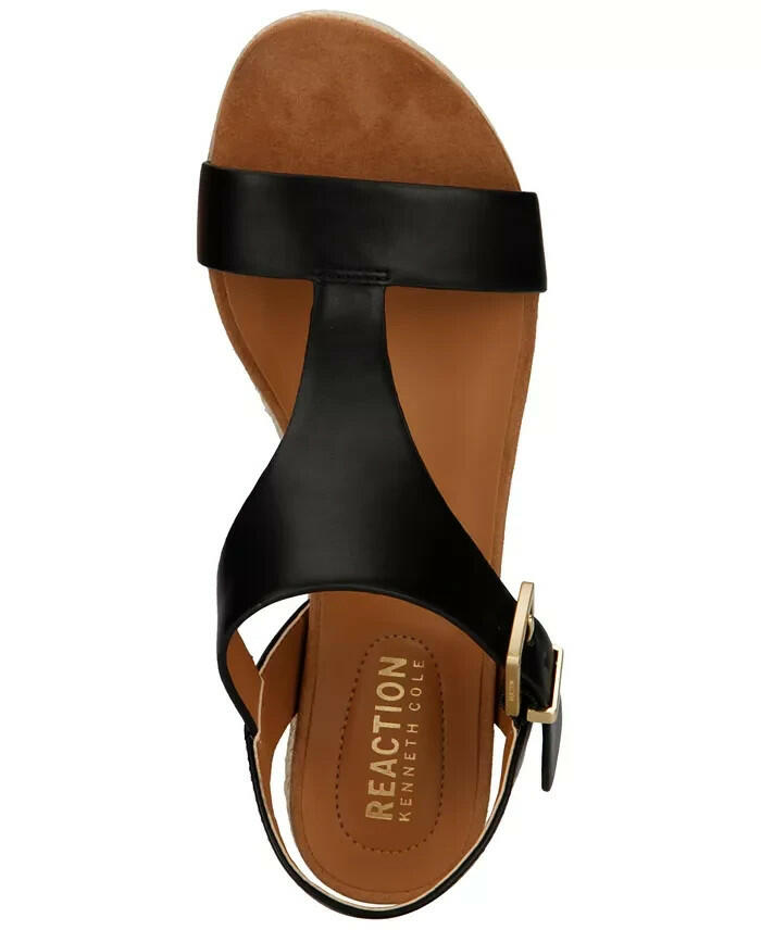 Kenneth Cole Reaction Card Wedge Espadrille Sandal 7.5 Black MSRP $90