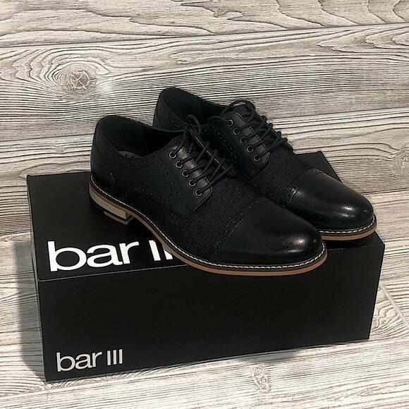 Bar III Men's Parker Leather Cap Toe Derby Shoes Dark Navy Dress Shoes